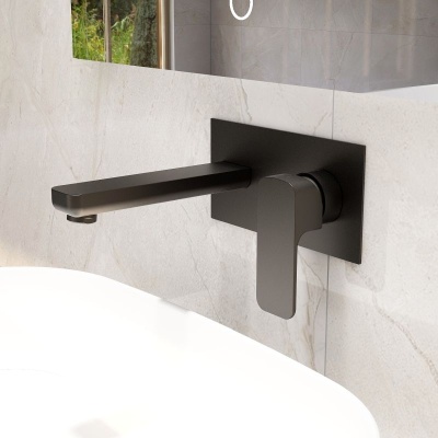 Flite Wall Mounted Basin Mixer - Matte Black